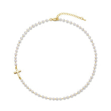 Load image into Gallery viewer, Cross Pearl Necklace