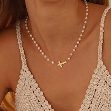 Load image into Gallery viewer, Cross Pearl Necklace