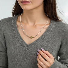 Load image into Gallery viewer, Cross Pearl Necklace