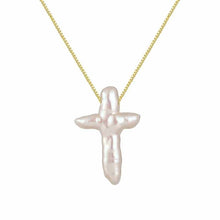 Load image into Gallery viewer, Cross Pearl Necklace
