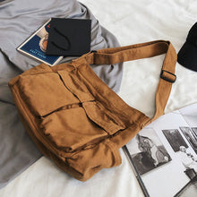 Load image into Gallery viewer, Canvas Solid Color Messenger Bag
