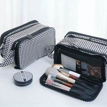 Load image into Gallery viewer, Houndstooth Large Capacity Cosmetic Bag