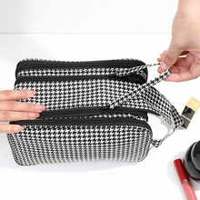 Load image into Gallery viewer, Houndstooth Large Capacity Cosmetic Bag