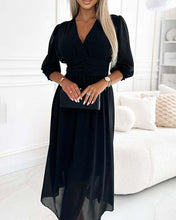 Load image into Gallery viewer, V-Neck Solid Color Waist Dress