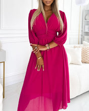 Load image into Gallery viewer, V-Neck Solid Color Waist Dress