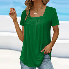 Load image into Gallery viewer, 🌈🌸Square neck solid color short sleeve t-shirt🌸