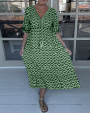 Load image into Gallery viewer, V-neck printed casual dress
