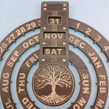 Load image into Gallery viewer, Wooden Rotating Circular Perpetual Calendar