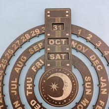 Load image into Gallery viewer, Wooden Rotating Circular Perpetual Calendar