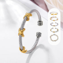Load image into Gallery viewer, Two Tone Knot Twisted Bangle