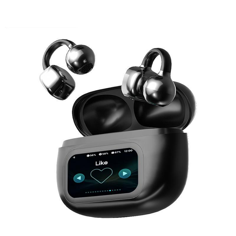 Clip-On Ear LCD Full Color Touch Screen Audio Wireless Headphones
