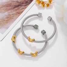Load image into Gallery viewer, Two Tone Knot Twisted Bangle