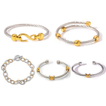 Load image into Gallery viewer, Two Tone Knot Twisted Bangle