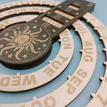 Load image into Gallery viewer, Wooden Rotating Circular Perpetual Calendar