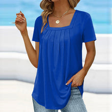 Load image into Gallery viewer, 🌈🌸Square neck solid color short sleeve t-shirt🌸