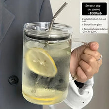 Load image into Gallery viewer, Large Glass Cup withLid &amp; Straw