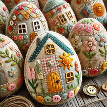 Load image into Gallery viewer, Patchwork Felt Egg House DIY Kit