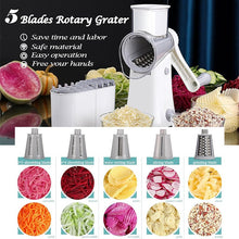 Load image into Gallery viewer, 5 in 1 Rotary Cheese Grater Shredder