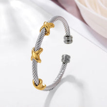 Load image into Gallery viewer, Two Tone Knot Twisted Bangle