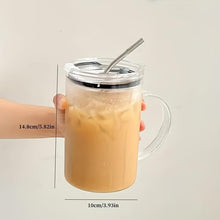 Load image into Gallery viewer, Large Glass Cup withLid &amp; Straw