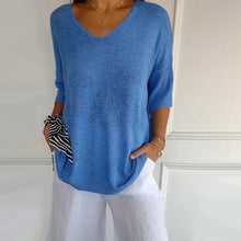 Load image into Gallery viewer, Solid Color Knitted V-neck Top
