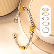 Load image into Gallery viewer, Two Tone Knot Twisted Bangle