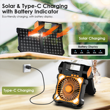 Load image into Gallery viewer, Sakerplus Solar Powered Portable Camping Fan