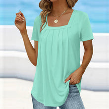 Load image into Gallery viewer, 🌈🌸Square neck solid color short sleeve t-shirt🌸