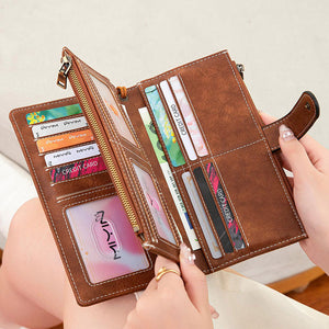 RFID Tri-fold Large Capacity Long Wallet