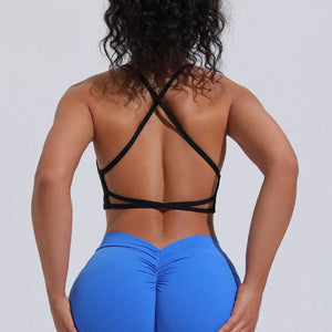 Knitted Cross Backless Bra
