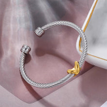 Load image into Gallery viewer, Two Tone Knot Twisted Bangle