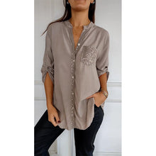 Load image into Gallery viewer, Paneled sequin button casual top