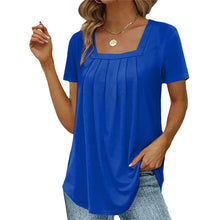 Load image into Gallery viewer, 🌈🌸Square neck solid color short sleeve t-shirt🌸