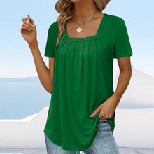 Load image into Gallery viewer, 🌈🌸Square neck solid color short sleeve t-shirt🌸