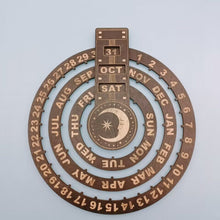 Load image into Gallery viewer, Wooden Rotating Circular Perpetual Calendar