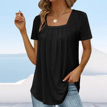 Load image into Gallery viewer, 🌈🌸Square neck solid color short sleeve t-shirt🌸