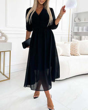Load image into Gallery viewer, V-Neck Solid Color Waist Dress