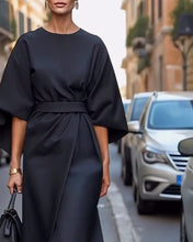 Load image into Gallery viewer, Elegant Lantern Sleeve Belt Dress