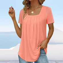Load image into Gallery viewer, 🌈🌸Square neck solid color short sleeve t-shirt🌸