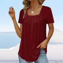 Load image into Gallery viewer, 🌈🌸Square neck solid color short sleeve t-shirt🌸