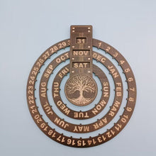 Load image into Gallery viewer, Wooden Rotating Circular Perpetual Calendar