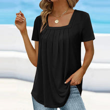 Load image into Gallery viewer, 🌈🌸Square neck solid color short sleeve t-shirt🌸