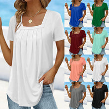 Load image into Gallery viewer, 🌈🌸Square neck solid color short sleeve t-shirt🌸