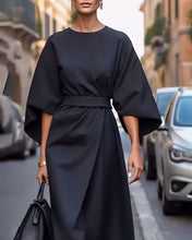 Load image into Gallery viewer, Elegant Lantern Sleeve Belt Dress