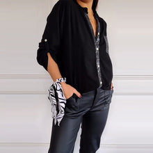 Load image into Gallery viewer, Paneled sequin button casual top