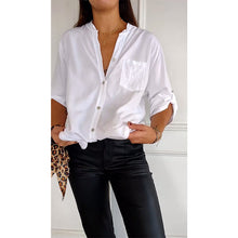Load image into Gallery viewer, Paneled sequin button casual top