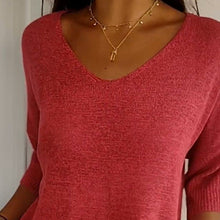 Load image into Gallery viewer, Solid Color Knitted V-neck Top