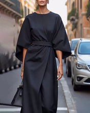 Load image into Gallery viewer, Elegant Lantern Sleeve Belt Dress