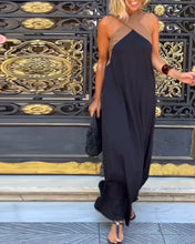 Load image into Gallery viewer, Cross Backless Contrast Color Elegant Dress