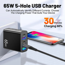 Load image into Gallery viewer, Multi Port Adaptor 65W Fast Charger - US Standard